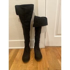 Cupid Over The Knee Black Boots Size 9 Suede Like Fall Winter Women's NWOB
